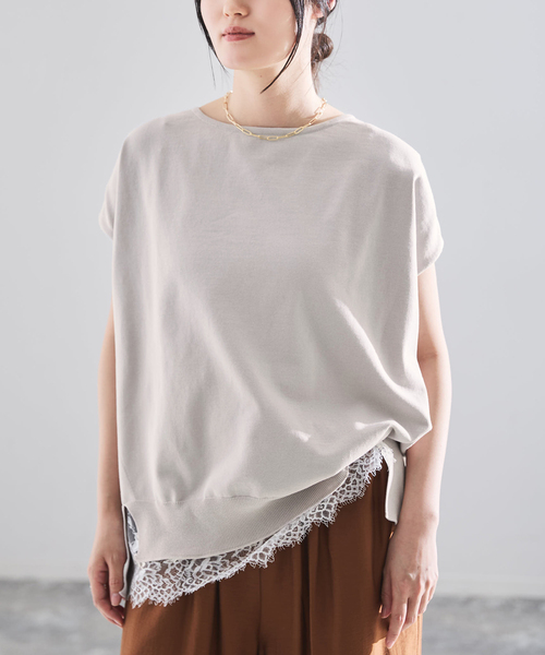 IENA(イエナ)の「《WEB限定/追加7》 コットンストレッチ NEOワイドクループルオーバー(ニット/セーター・レディース・チャコールグレー/ラベンダー/アイボリー・FREE)」の21枚目の写真