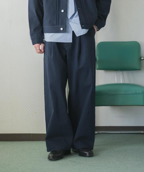 SENSE OF PLACE by URBAN RESEARCH（センスオブプレイスバイアーバンリサーチ）の「コットンツイルタックワイドパンツ（その他パンツ・メンズ・ネイビー/ブラウン・MEDIUM/LARGE）」の12枚目の写真