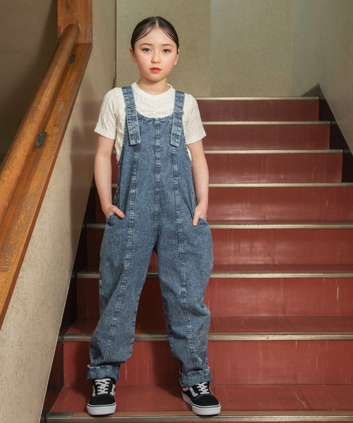 EDWIN(エドウィン)の「【Ou? by EDWIN】デニムサロペット(サロペット/オーバーオール・キッズ・サックスブルー/ブルー・140/110/120/150/130/90/100)」の6枚目の写真