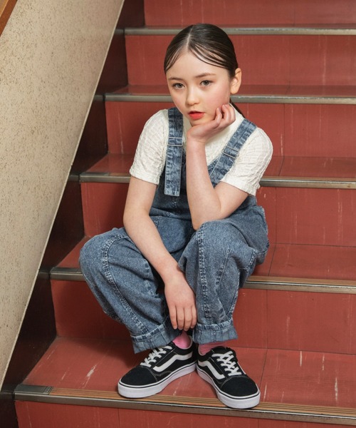 EDWIN(エドウィン)の「【Ou? by EDWIN】デニムサロペット(サロペット/オーバーオール・キッズ・サックスブルー/ブルー・140/110/120/150/130/90/100)」の9枚目の写真