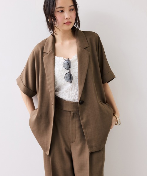 VIS（ビス）の「Light Airyシングルドルマンサマージャケット/UVケア・接触冷感・吸水速乾（テーラードジャケット・レディース・ブラック/キナリ/グリーン系その他2・FREE）」の16枚目の写真