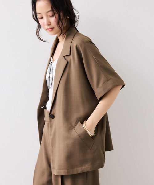 VIS（ビス）の「Light Airyシングルドルマンサマージャケット/UVケア・接触冷感・吸水速乾（テーラードジャケット・レディース・ブラック/キナリ/グリーン系その他2・FREE）」の17枚目の写真