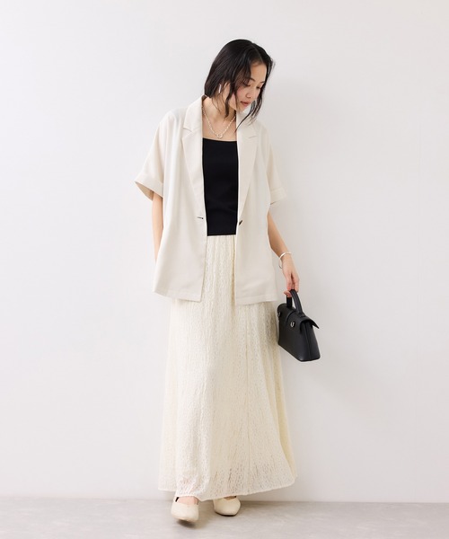 VIS（ビス）の「Light Airyシングルドルマンサマージャケット/UVケア・接触冷感・吸水速乾（テーラードジャケット・レディース・ブラック/キナリ/グリーン系その他2・FREE）」の12枚目の写真