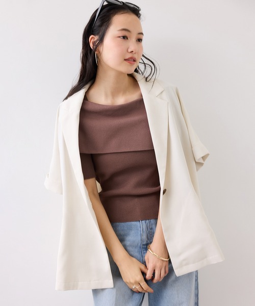 VIS（ビス）の「Light Airyシングルドルマンサマージャケット/UVケア・接触冷感・吸水速乾（テーラードジャケット・レディース・ブラック/キナリ/グリーン系その他2・FREE）」の14枚目の写真