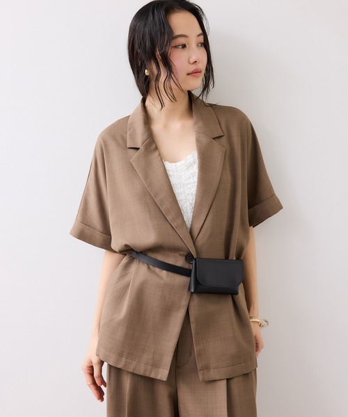 VIS（ビス）の「Light Airyシングルドルマンサマージャケット/UVケア・接触冷感・吸水速乾（テーラードジャケット・レディース・ブラック/キナリ/グリーン系その他2・FREE）」の22枚目の写真