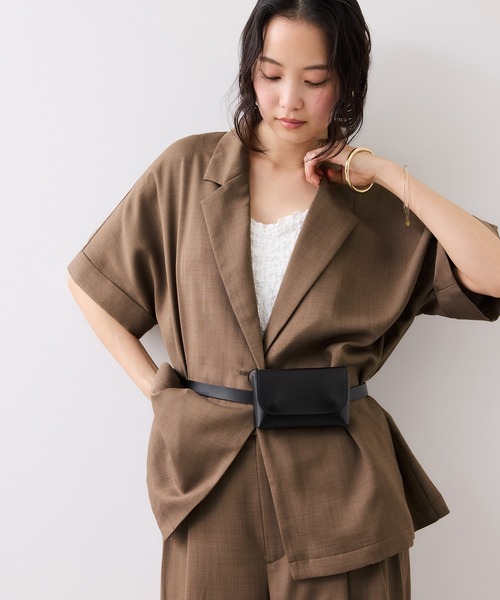 VIS（ビス）の「Light Airyシングルドルマンサマージャケット/UVケア・接触冷感・吸水速乾（テーラードジャケット・レディース・ブラック/キナリ/グリーン系その他2・FREE）」の6枚目の写真