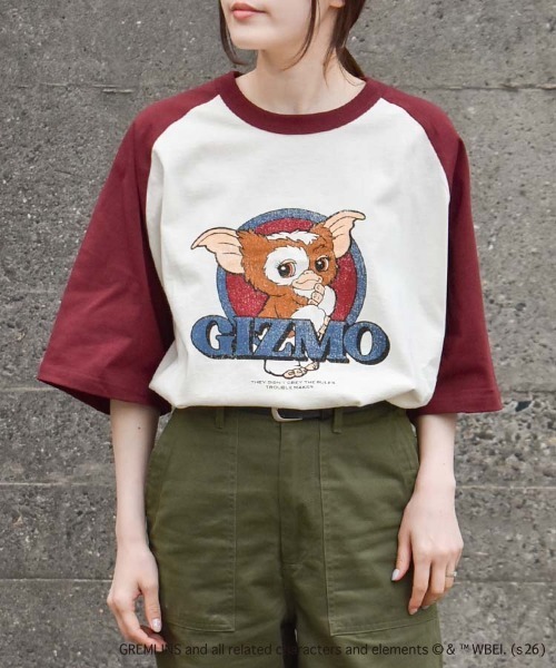 Bleu Bleuet(ブルーブルーエ)の「グレムリンラグランプリントTシャツ(Tシャツ/カットソー・レディース・ブルーグレー/ブラック/ホワイト・L/M)」の1枚目の写真