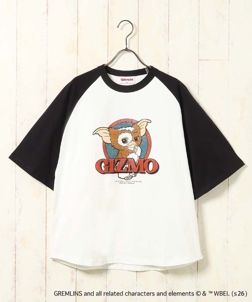 Bleu Bleuet(ブルーブルーエ)の「グレムリンラグランプリントTシャツ(Tシャツ/カットソー・レディース・ブルーグレー/ブラック/ホワイト・L/M)」の2枚目の写真