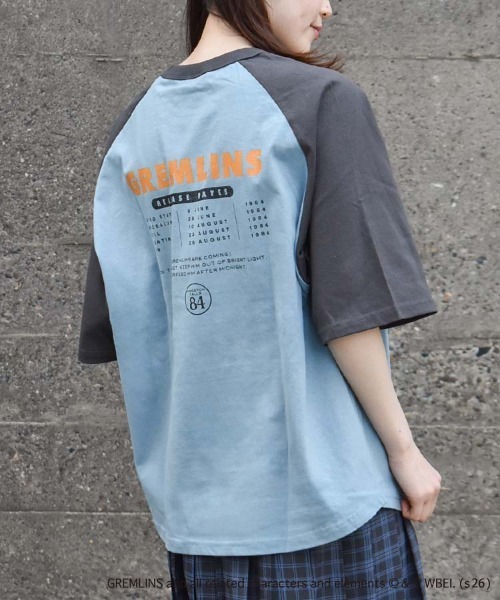 Bleu Bleuet(ブルーブルーエ)の「グレムリンラグランプリントTシャツ(Tシャツ/カットソー・レディース・ブルーグレー/ブラック/ホワイト・L/M)」の10枚目の写真