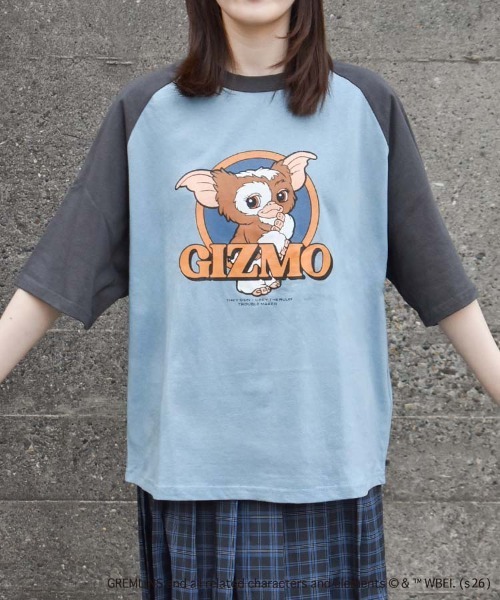 Bleu Bleuet(ブルーブルーエ)の「グレムリンラグランプリントTシャツ(Tシャツ/カットソー・レディース・ブルーグレー/ブラック/ホワイト・L/M)」の14枚目の写真