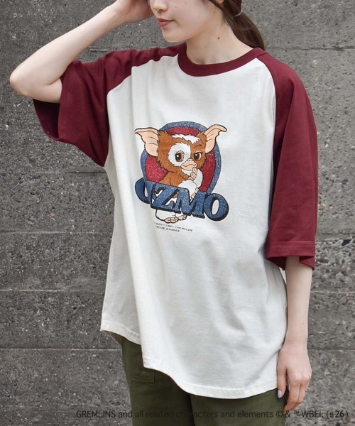 Bleu Bleuet(ブルーブルーエ)の「グレムリンラグランプリントTシャツ(Tシャツ/カットソー・レディース・ブルーグレー/ブラック/ホワイト・L/M)」の7枚目の写真