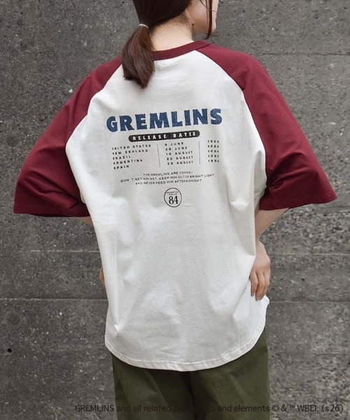 Bleu Bleuet(ブルーブルーエ)の「グレムリンラグランプリントTシャツ(Tシャツ/カットソー・レディース・ブルーグレー/ブラック/ホワイト・L/M)」の4枚目の写真