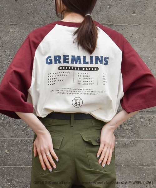 Bleu Bleuet(ブルーブルーエ)の「グレムリンラグランプリントTシャツ(Tシャツ/カットソー・レディース・ブルーグレー/ブラック/ホワイト・L/M)」の5枚目の写真