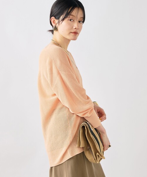 NOLLEY’S Sophi(ノーリーズソフィ)の「《手洗い可能》ペーパー混深V片畦プルオーバー(ニット/セーター・レディース・ミント/オレンジ/オフホワイト・38)」の11枚目の写真