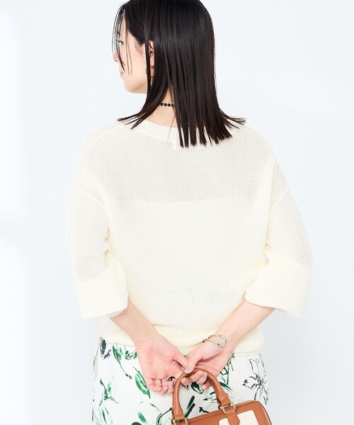 NOLLEY’S Sophi(ノーリーズソフィ)の「《手洗い可能》ペーパー混深V片畦プルオーバー(ニット/セーター・レディース・ミント/オレンジ/オフホワイト・38)」の18枚目の写真