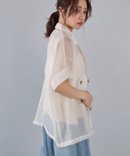 murea(ミュレア)の「シアー半袖ダブルテーラードジャケット(テーラードジャケット・レディース・ベージュ/ブラック/アイボリー・FREE)」の21枚目の写真