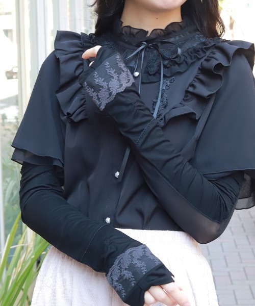 axes femme(アクシーズファム)の「リボン×レースUVロング手袋(手袋・レディース・ブラック/キナリ・FREE)」の18枚目の写真