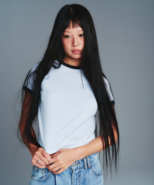 AMESWORLDWIDE(アメスワールドワイド)の「CLASSIC ROUND HEM RINGER TEE BLUE(Tシャツ/カットソー・レディース・その他・SMALL/MEDIUM)」の1枚目の写真