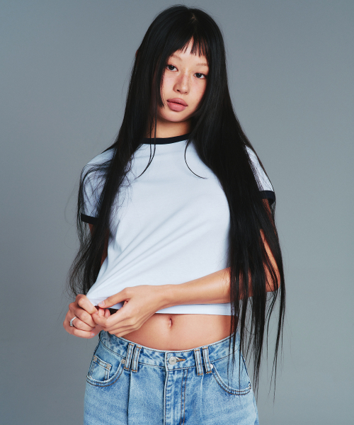 AMESWORLDWIDE(アメスワールドワイド)の「CLASSIC ROUND HEM RINGER TEE BLUE(Tシャツ/カットソー・レディース・その他・SMALL/MEDIUM)」の12枚目の写真