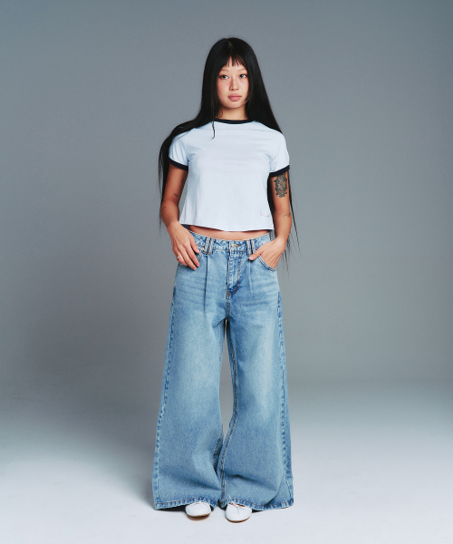 AMESWORLDWIDE(アメスワールドワイド)の「CLASSIC ROUND HEM RINGER TEE BLUE(Tシャツ/カットソー・レディース・その他・SMALL/MEDIUM)」の10枚目の写真