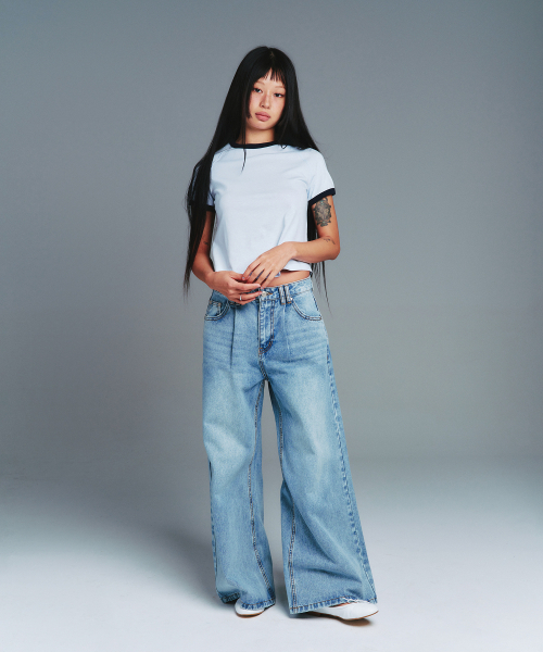 AMESWORLDWIDE(アメスワールドワイド)の「CLASSIC ROUND HEM RINGER TEE BLUE(Tシャツ/カットソー・レディース・その他・SMALL/MEDIUM)」の2枚目の写真