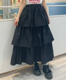 美品✨キャンディストリッパー　ピンタックティアードスカート　ロングM ボリューム ブランド古着】Candy Stripper｜キャンディストリッパーのスカート古着