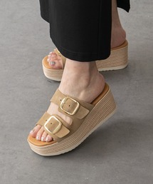 INTER-CHAUSSURES（インターショシュール）の「【Oh my Sandals】ダブルバックル厚底ウエッジサンダル(E62500)（サンダル）」
