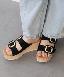 INTER-CHAUSSURES（インターショシュール）の「【Oh my Sandals】ダブルバックル厚底ウエッジサンダル(E62500)（サンダル）」