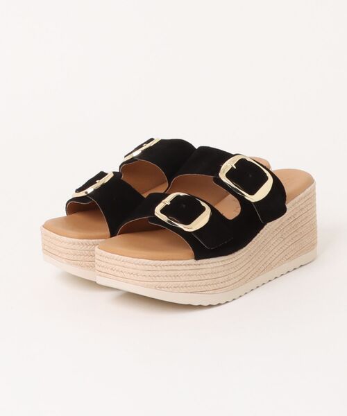 inter-chaussures(インターショシュール)の「【Oh my Sandals】ダブルバックル厚底ウエッジサンダル(E62500)(サンダル・レディース・ベージュ/ブラック・37/36/38/39)」の7枚目の写真