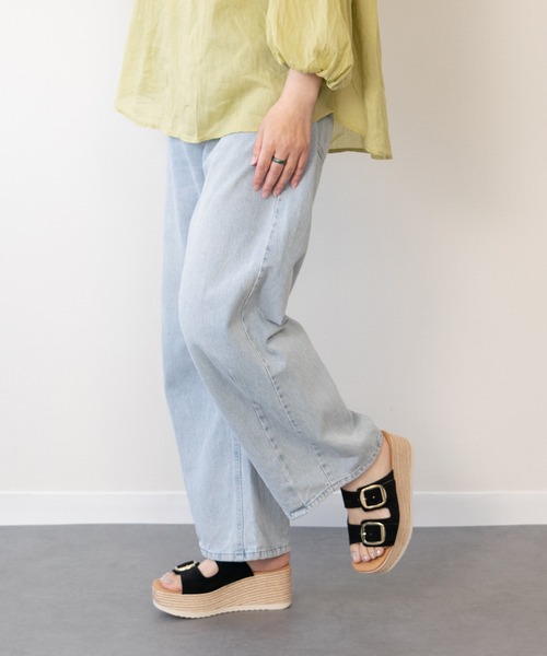 inter-chaussures(インターショシュール)の「【Oh my Sandals】ダブルバックル厚底ウエッジサンダル(E62500)(サンダル・レディース・ベージュ/ブラック・37/36/38/39)」の4枚目の写真