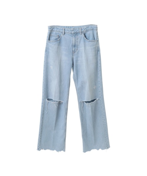 CURRENTAGE(カレンテージ)の「【CURRENTAGE/カレンテージ】Crushed Denim Pants(デニムパンツ・レディース・ホワイト/サックスブルー・1/2)」の2枚目の写真