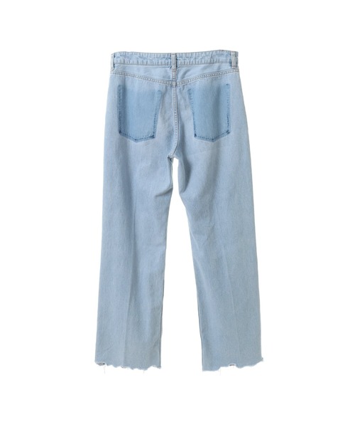 CURRENTAGE(カレンテージ)の「【CURRENTAGE/カレンテージ】Crushed Denim Pants(デニムパンツ・レディース・ホワイト/サックスブルー・1/2)」の3枚目の写真