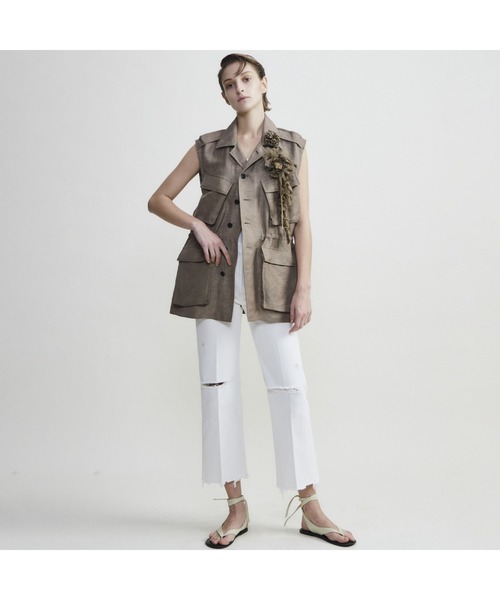CURRENTAGE(カレンテージ)の「【CURRENTAGE/カレンテージ】Crushed Denim Pants(デニムパンツ・レディース・ホワイト/サックスブルー・1/2)」の11枚目の写真