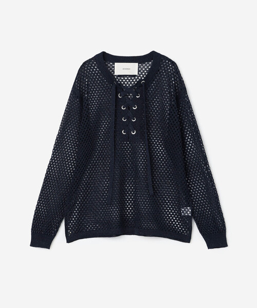 ADAWAS(アダワズ)の「ADAWAS | メッシュ レースアップトップス WOMEN(ニット/セーター・レディース・ベージュ/ダークブルー・ONE)」の17枚目の写真