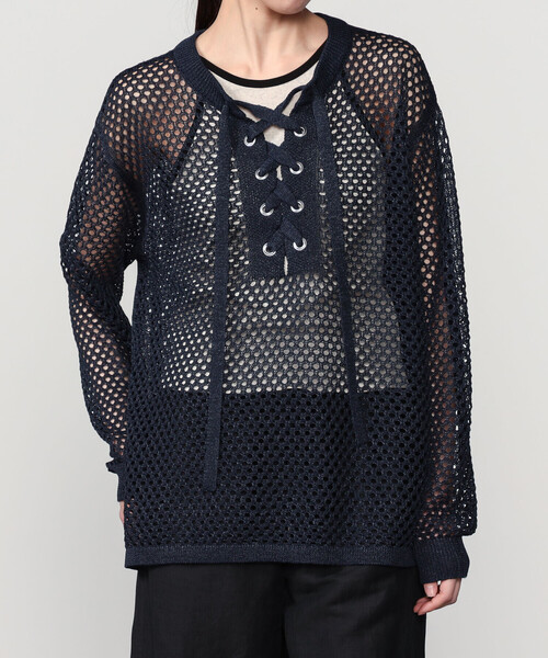 ADAWAS | メッシュ レースアップトップス WOMEN（ニット/セーター
