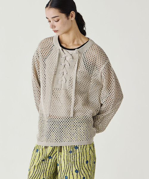 ADAWAS ニット・セーター レディース ADAWAS | メッシュ レースアップトップス WOMEN（ニット/セーター