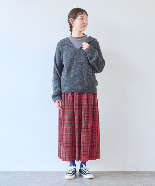 bulle de savon（ビュルデサボン）の「ペルーハンドニット VITOR BOUCLE セーラープルオーバー（ニット/セーター・レディース・チャコールグレー/ホワイト/ミント・FREE）」の19枚目の写真