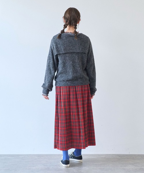 bulle de savon（ビュルデサボン）の「ペルーハンドニット VITOR BOUCLE セーラープルオーバー（ニット/セーター・レディース・チャコールグレー/ホワイト/ミント・FREE）」の18枚目の写真
