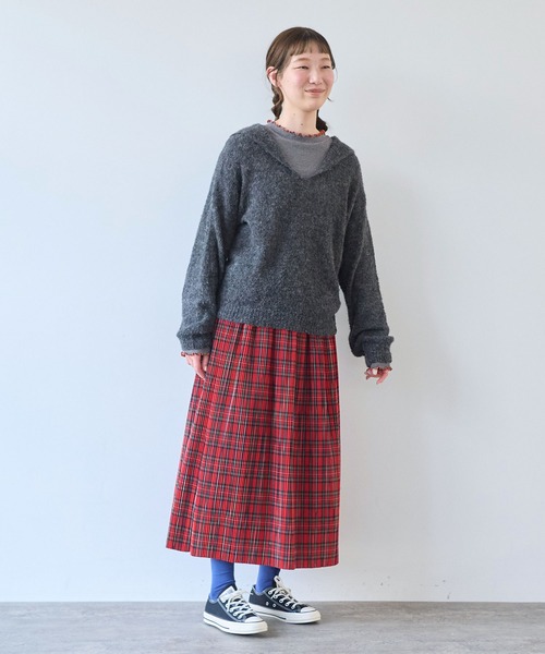 bulle de savon（ビュルデサボン）の「ペルーハンドニット VITOR BOUCLE セーラープルオーバー（ニット/セーター・レディース・チャコールグレー/ホワイト/ミント・FREE）」の15枚目の写真