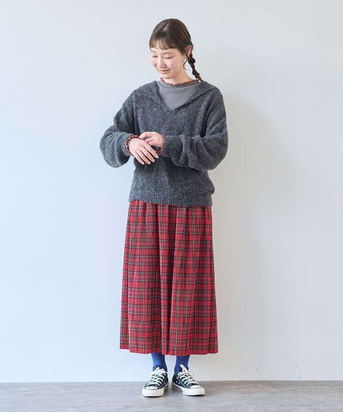 bulle de savon（ビュルデサボン）の「ペルーハンドニット VITOR BOUCLE セーラープルオーバー（ニット/セーター・レディース・チャコールグレー/ホワイト/ミント・FREE）」の14枚目の写真
