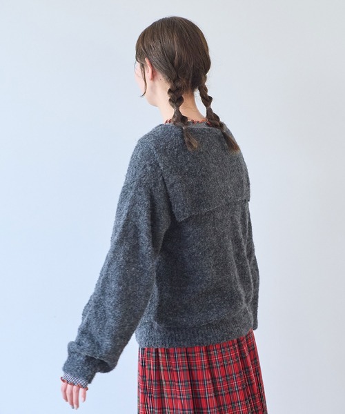 bulle de savon（ビュルデサボン）の「ペルーハンドニット VITOR BOUCLE セーラープルオーバー（ニット/セーター・レディース・チャコールグレー/ホワイト/ミント・FREE）」の22枚目の写真