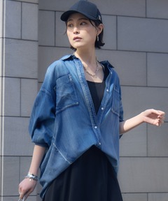 ✨スピックアンドスパン✨ショートデニムシャツ✨シェルボタン✨大人気✨定番 ≪追加≫ショートデニムシャツ（シャツ/ブラウス）｜Spick & Span