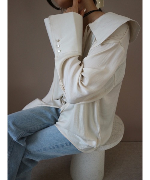 TRUNC(トランクエイティーエイト)の「Big Collar Skipper Blouse(シャツ/ブラウス・レディース・アイボリー・FREE)」の5枚目の写真