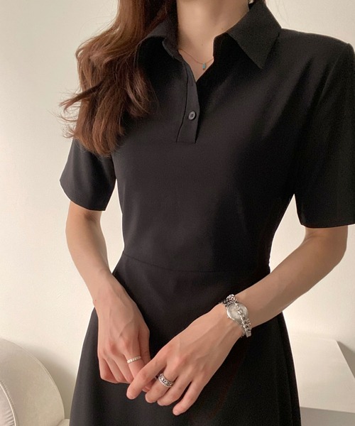 LAFFMO(ラフモ)の「ポロカラーワンピース(ワンピース・レディース・ピンク/ブラック・F)」の8枚目の写真