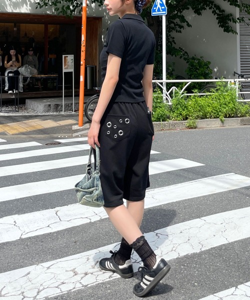 3.3 Field Trip (3.3フィールドトリップ)の「3.3 Field Trip/アイレットデザインスウェットハーフパンツ(スウェットパンツ・レディース・ブラック/グレー/その他1・FREE)」の5枚目の写真