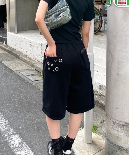 3.3 Field Trip (3.3フィールドトリップ)の「3.3 Field Trip/アイレットデザインスウェットハーフパンツ(スウェットパンツ・レディース・ブラック/グレー/その他1・FREE)」の6枚目の写真