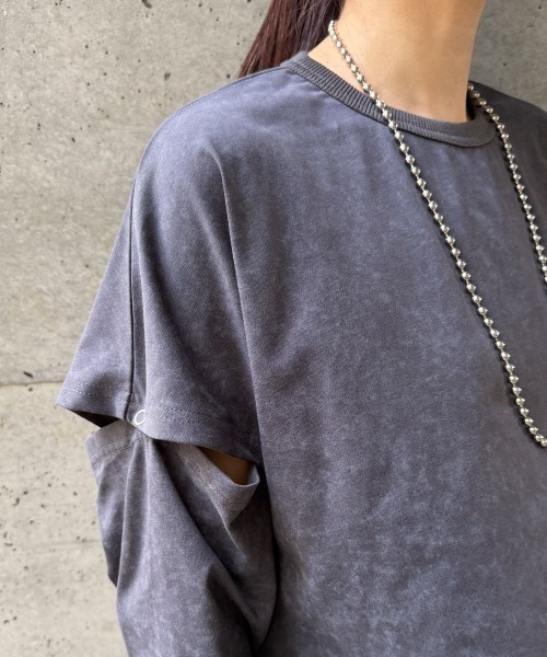 CIEL'AIR（シエルエアー）の「SPLIT COLOR FADE T-SHIRT（ｾﾊﾟﾚｰﾄｶﾗｰﾌｪｰﾄﾞTｼｬﾂ）（Tシャツ/カットソー・レディース・ブラック/グレー・FREE）」の10枚目の写真