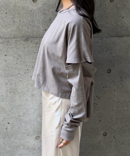 CIEL'AIR（シエルエアー）の「SPLIT COLOR FADE T-SHIRT（ｾﾊﾟﾚｰﾄｶﾗｰﾌｪｰﾄﾞTｼｬﾂ）（Tシャツ/カットソー・レディース・ブラック/グレー・FREE）」の19枚目の写真