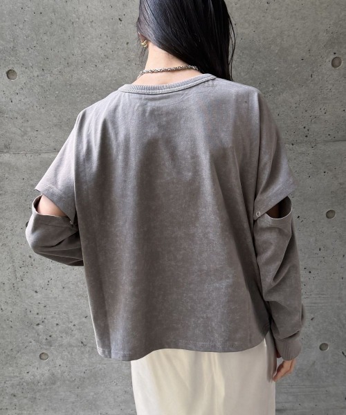 CIEL'AIR（シエルエアー）の「SPLIT COLOR FADE T-SHIRT（ｾﾊﾟﾚｰﾄｶﾗｰﾌｪｰﾄﾞTｼｬﾂ）（Tシャツ/カットソー・レディース・ブラック/グレー・FREE）」の18枚目の写真