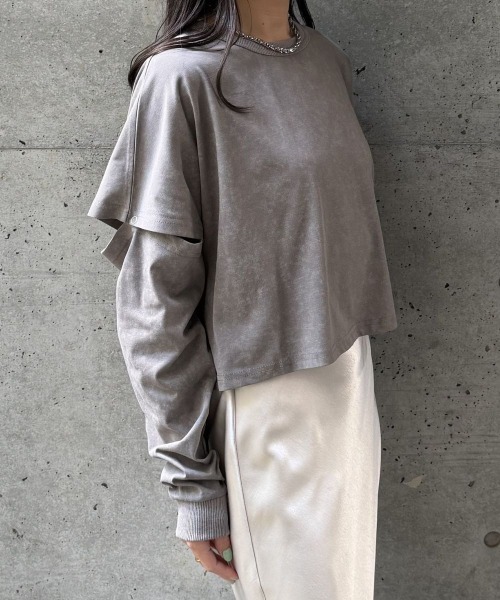 CIEL'AIR（シエルエアー）の「SPLIT COLOR FADE T-SHIRT（ｾﾊﾟﾚｰﾄｶﾗｰﾌｪｰﾄﾞTｼｬﾂ）（Tシャツ/カットソー・レディース・ブラック/グレー・FREE）」の21枚目の写真